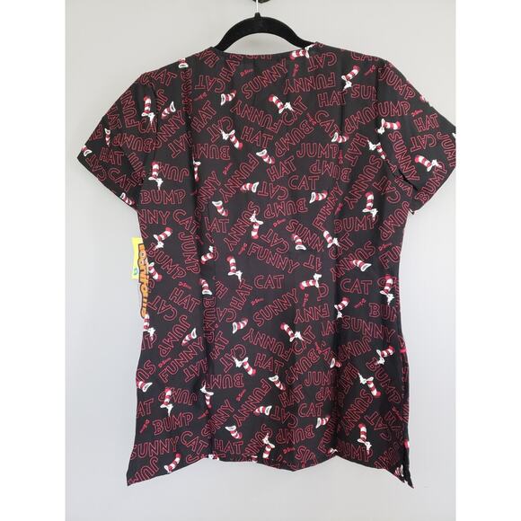 NEW SIZE XS Cat In The Hat DR SEUSS MEDICAL SCRUB TOP PRESIDENT TRUMP HARIS FUN - Picture 6 of 7